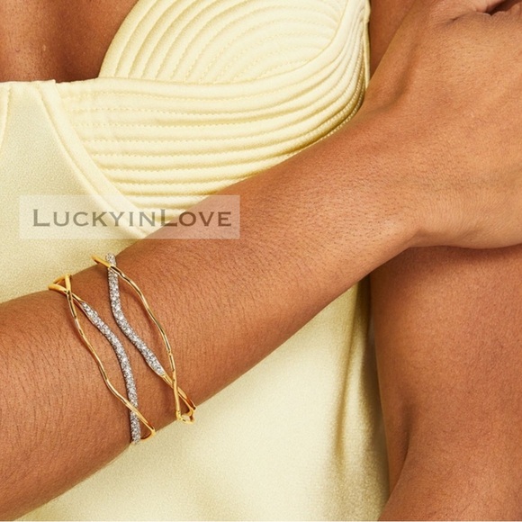 ALEXIS BITTAR • Solanales Gold Silver Crystal Cuff Bracelet - Picture 2 of 16